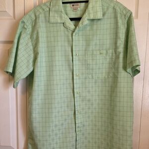 Haggar Button Down Mint Green Short Sleeve Shirt Size L
